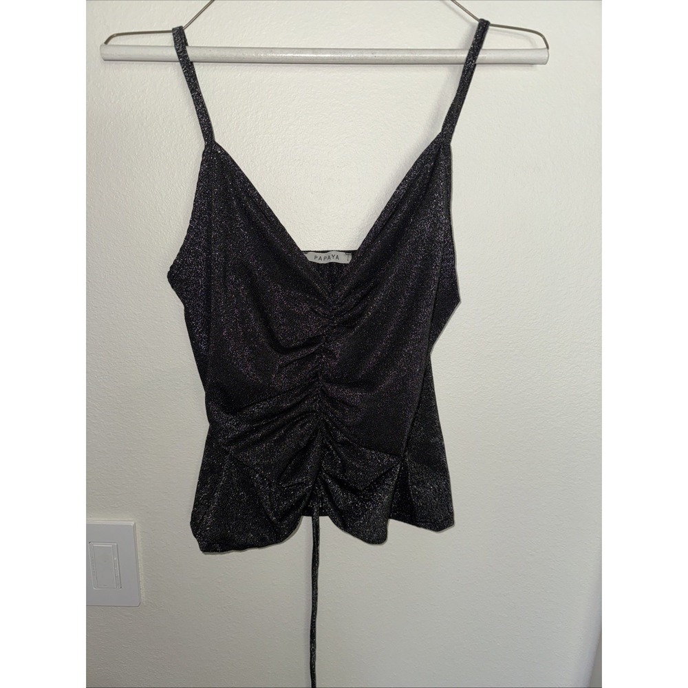 Papaya Shirt Black Metallic Tank Medium spaghetti strap, date night‎ clubbing
